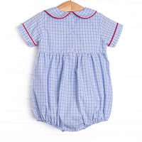 Hard Days Work Smocked Boy Bubble, Blue
