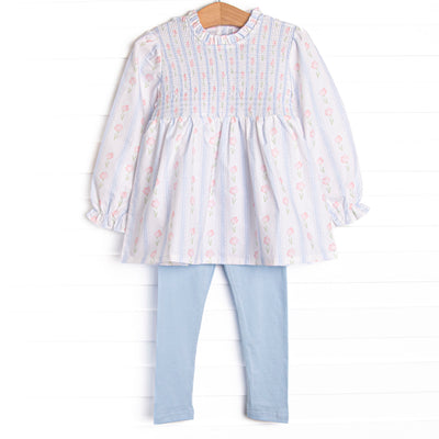 Sweet Pea Stripes Legging Set, Blue