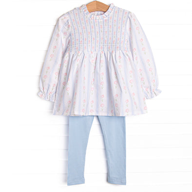 Sweet Pea Stripes Legging Set, Blue