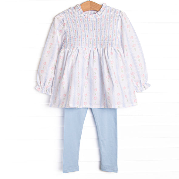 Sweet Pea Stripes Legging Set, Blue