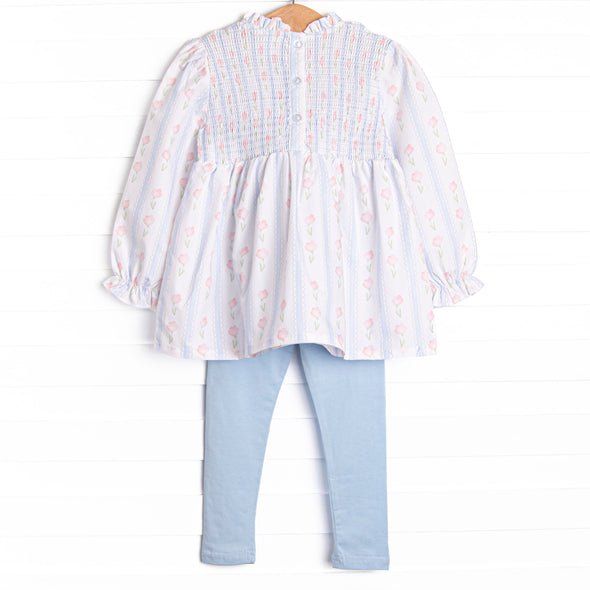 Sweet Pea Stripes Legging Set, Blue