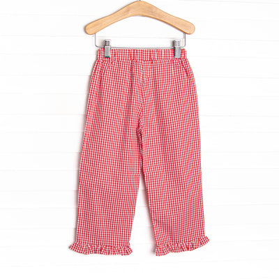 Ally Ruffle Pant, Red Gingham
