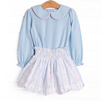 Sweet Pea Stripes Skirt Set, Blue