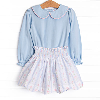 Sweet Pea Stripes Skirt Set, Blue