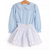 Sweet Pea Stripes Skirt Set, Blue