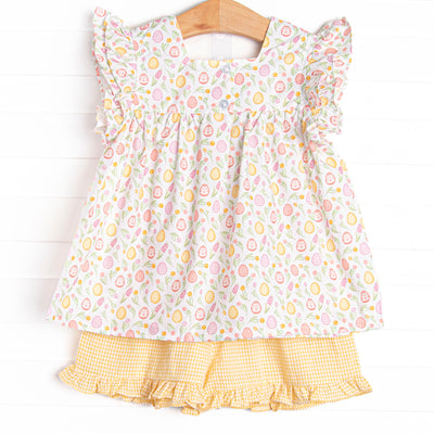 Sunday Sunshine Ruffle Short Set, Yellow