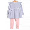 Frannie Long Sleeve Legging Set, Light Pink and Periwinkle Stripe