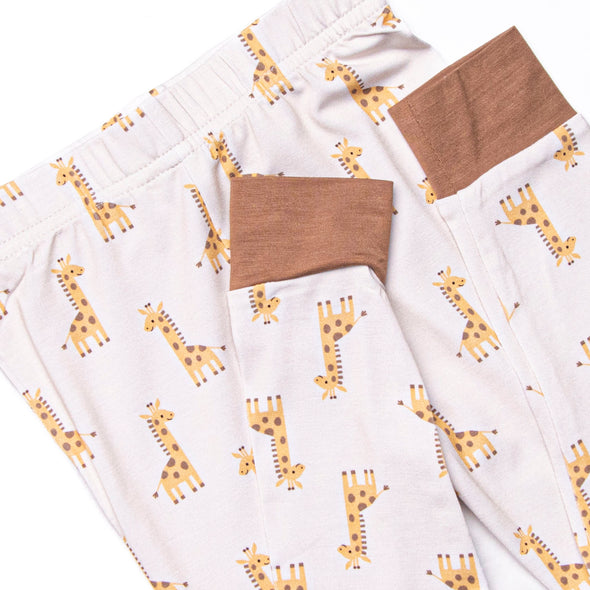 Giraffe Giant Bamboo Pajama Set, Yellow