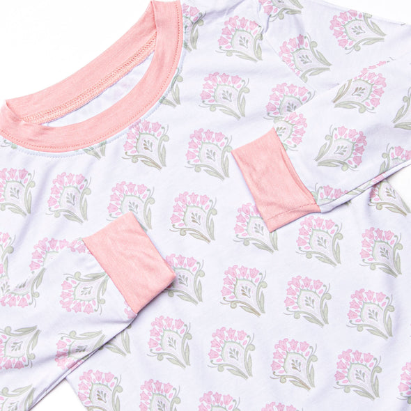Palm Spring Sprouts Bamboo Pajama Set, Pink