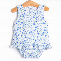 Pale Blooms Diaper Set, Blue