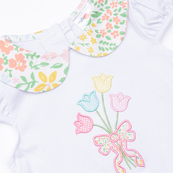 Bouquet Bundles Applique Ruffle Short Set, Pink