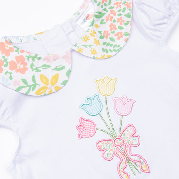 Bouquet Bundles Applique Ruffle Short Set, Pink