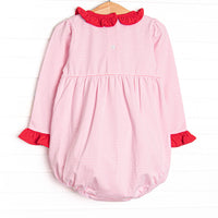 Heart Strings Applique Bubble, Red and Pink Stripe