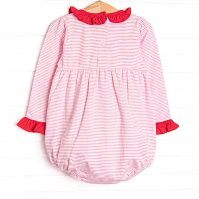 Heart Strings Applique Bubble, Red and Pink Stripe