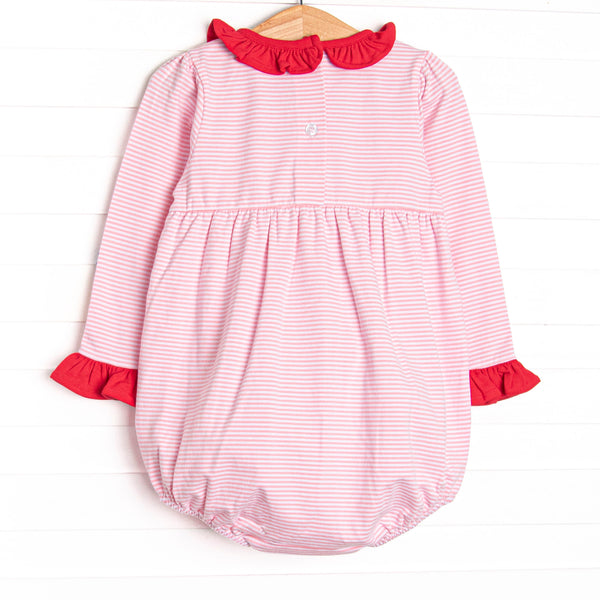 Heart Strings Applique Bubble, Red and Pink Stripe