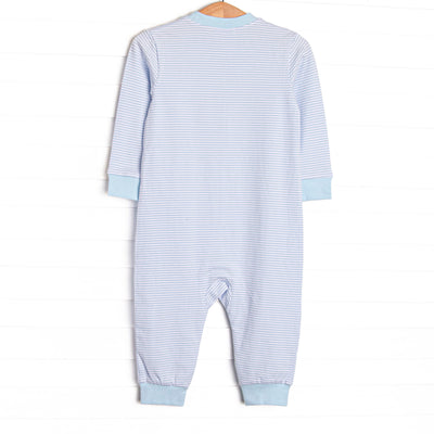 Scoop of Love Applique Romper, Light Blue Stripe