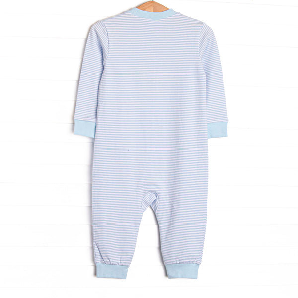 Scoop of Love Applique Romper, Light Blue Stripe