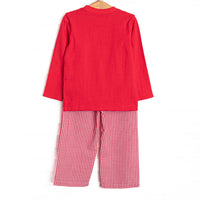 Going Steady Applique Pant Set, Red