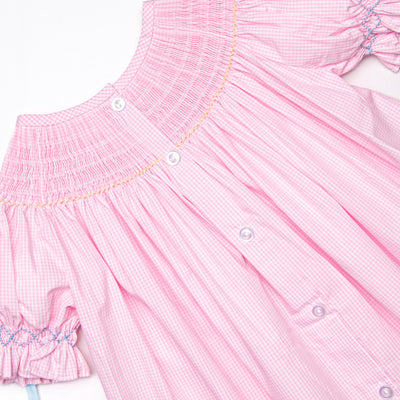Egg-stra Special Sunday Smocked Bishop Dress, Pink