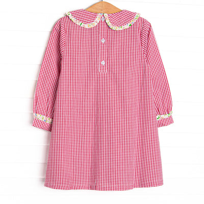 Going Steady Applique Dress, Red