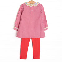 Going Steady Applique Legging Set, Red