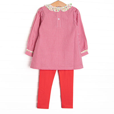 Going Steady Applique Legging Set, Red