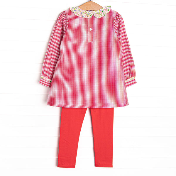 Going Steady Applique Legging Set, Red