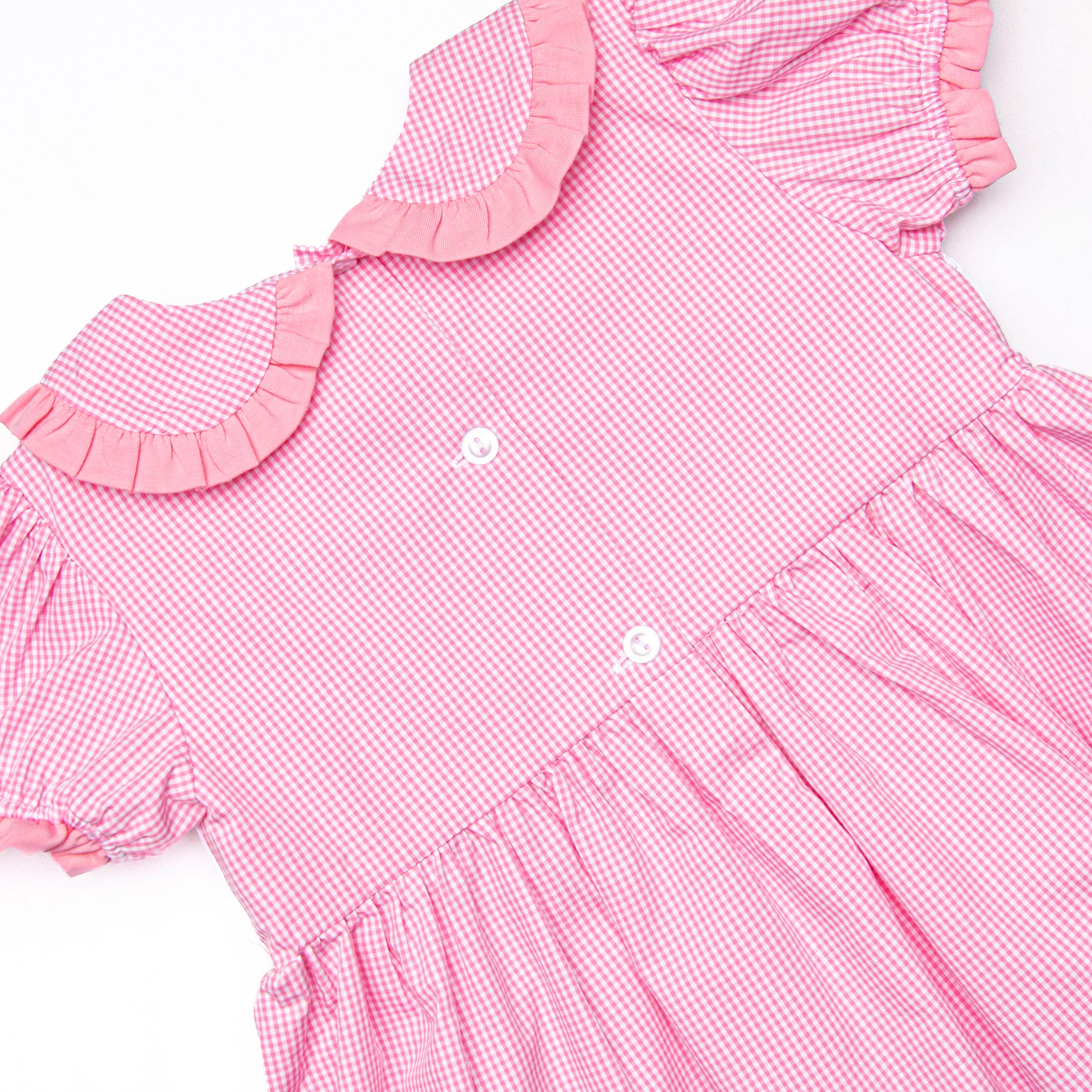 Girl's Poppy Cottontail Smocked Dress in Pink Gingham Size 7 | Stitchy Fish Girl's Poppy Cottontail Smocked Dress in Pink Gingham Size 7 | Stitchy Fish