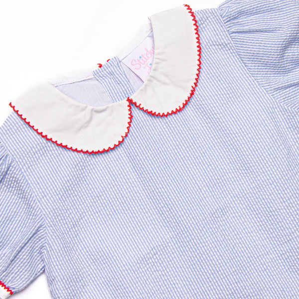 Stars and Stripes Applique Dress, Blue