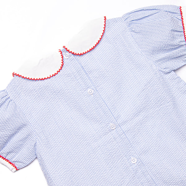 Stars and Stripes Applique Dress, Blue