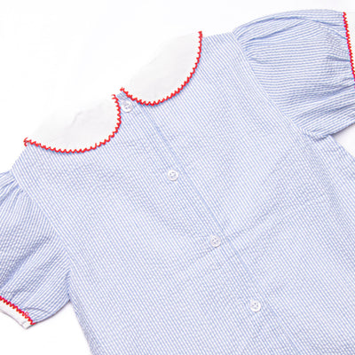 Stars and Stripes Applique Ruffle Short Set, Blue