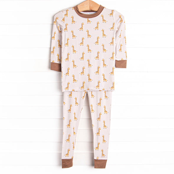 Giraffe Giant Bamboo Pajama Set, Yellow