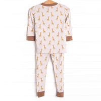Giraffe Giant Bamboo Pajama Set, Yellow