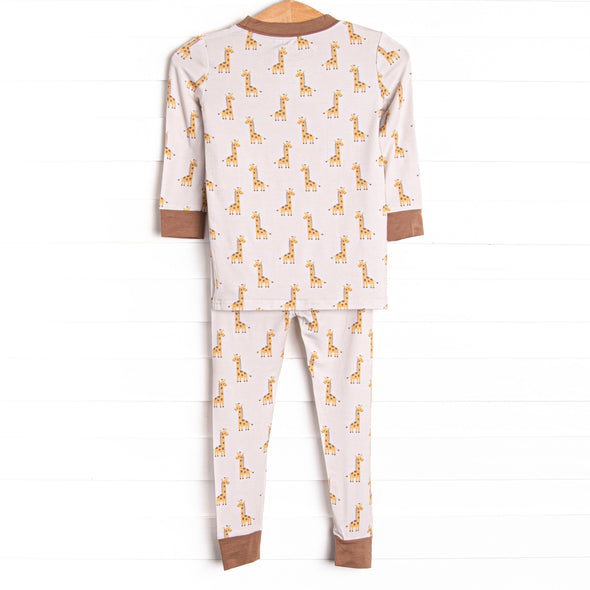 Giraffe Giant Bamboo Pajama Set, Yellow