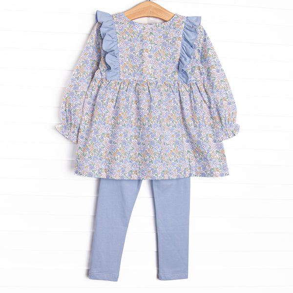 Poppy Fields Side Tie Legging Set, Blue