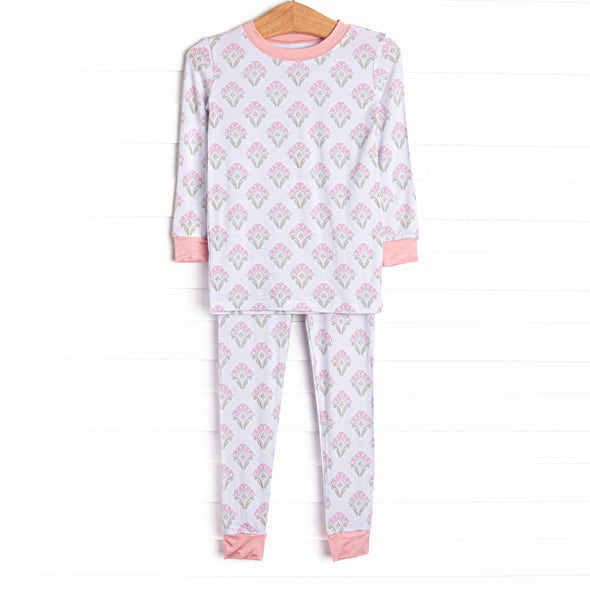 Palm Spring Sprouts Bamboo Pajama Set, Pink