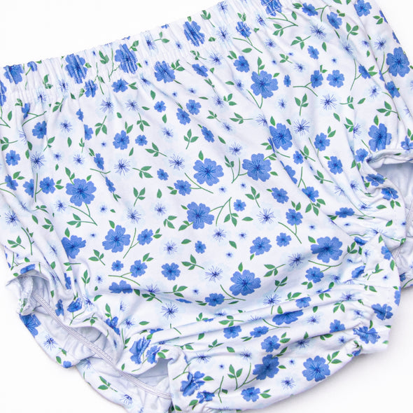 Pale Blooms Diaper Set, Blue