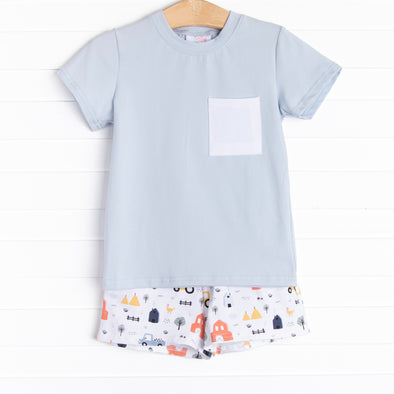 Farmer in the Dell Short Set, Blue