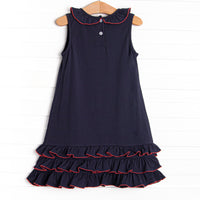 Old Glory Applique Ruffle Dress, Navy