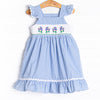 Hydrangea Honey Smocked Dress, Blue