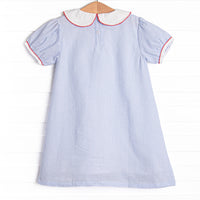 Stars and Stripes Applique Dress, Blue