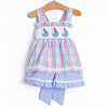 Land Ho! Smocked Ruffle Short Set, Blue