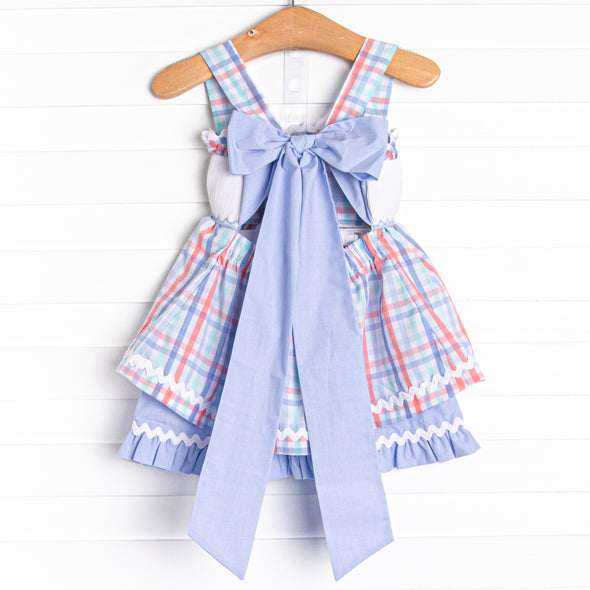 Land Ho! Smocked Ruffle Short Set, Blue