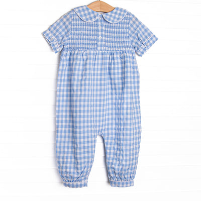 Going Gingham Romper, Blue