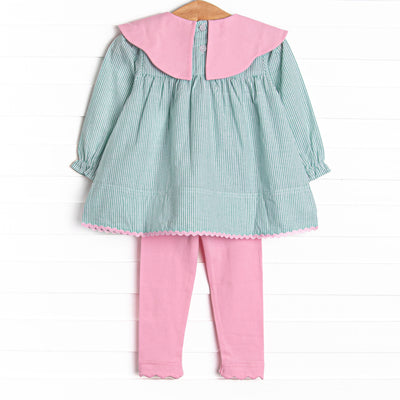 Petal Poplin Legging Set, Green