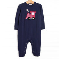 Locomotive Lad Applique Romper, Navy