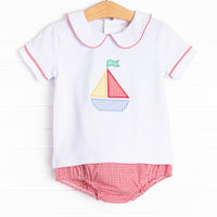 Blue Sky Breeze Applique Diaper Set, Red