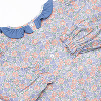 Drenched in Dahlias Embroidered Legging Set, Blue