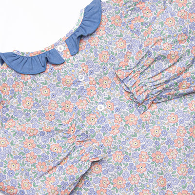 Drenched in Dahlias Embroidered Legging Set, Blue