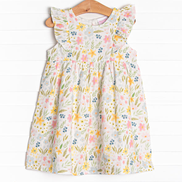 Flower Fields Muslin Dress, Pink